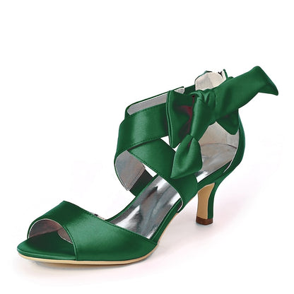 Kitten Bridal Shoes Women's Heel Wedding Open Bowknot