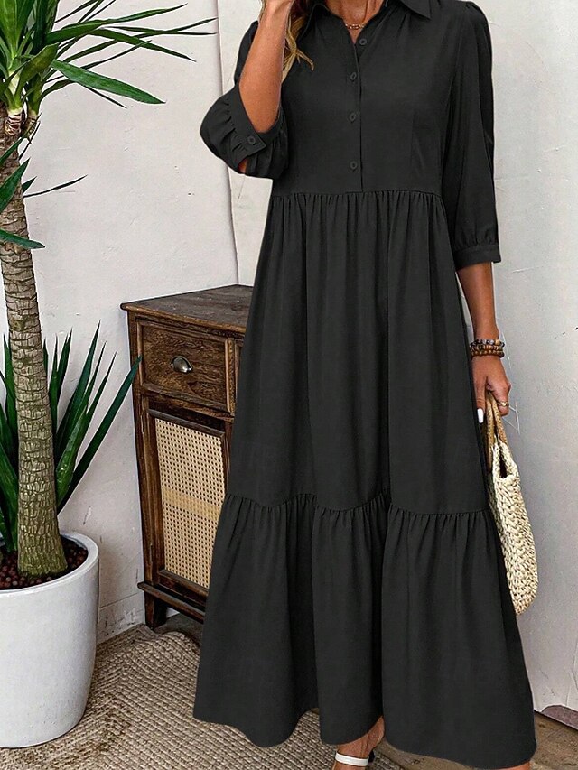 Women's Midi Dress Shirt Dress Fashion Modern Outdoor