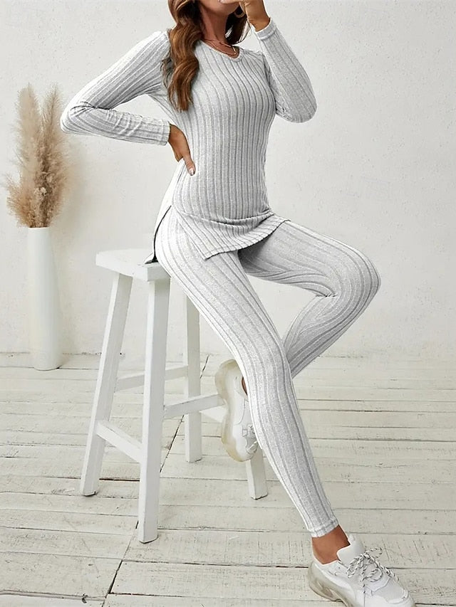 Women's T Shirt Pants Sets Bolero Top Long Sleeve V Neck