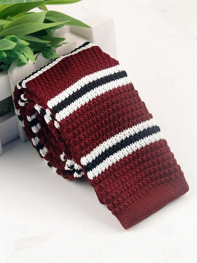 Stylish Christmas Men's Woven - Tie Knit Neck Stripe