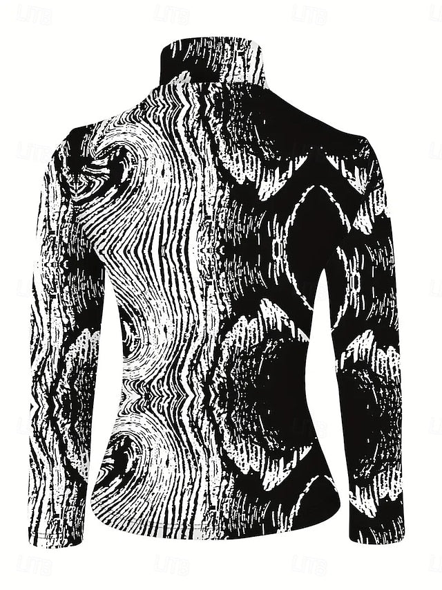 Women's T Shirt Print Tiered Graphic Texture Elegant