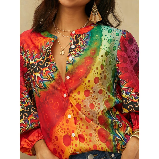 Women's Shirt Long Sleeve Button Down Blouse Daily Basic