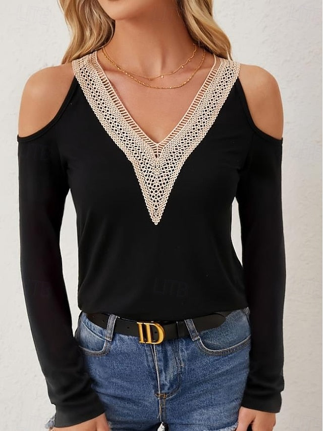 Women's Blouse Stylish Modern Cut Out Long Sleeve Regular