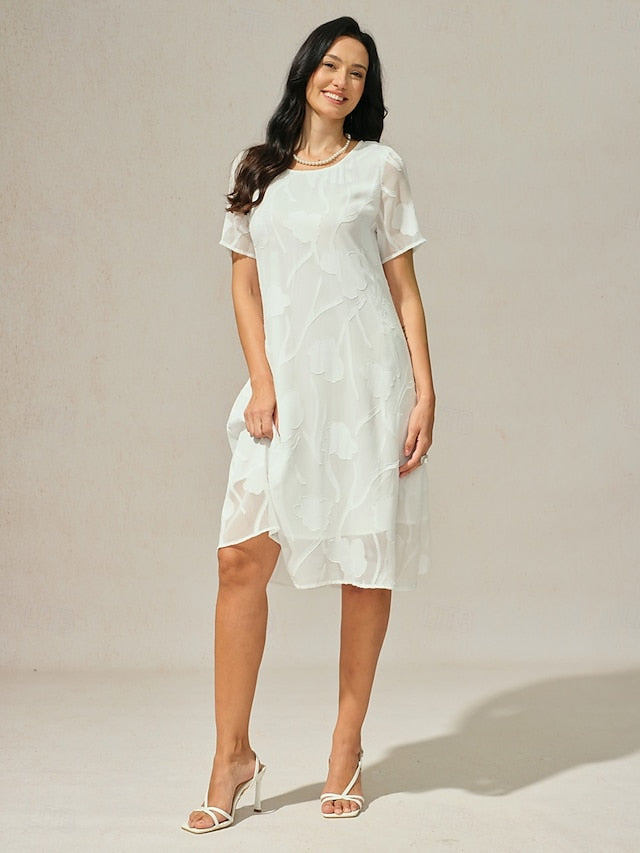 Women's Knee Length Dress Chiffon Dress Elegant Casual