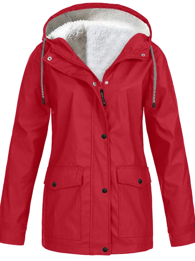 Women's Rain Jacket Raincoat Hiking Fleece Jacket Winter