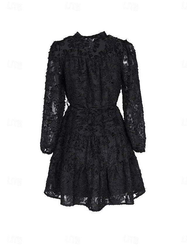 Women's Lace Dress Mini Dress Belted Formal Stand Collar