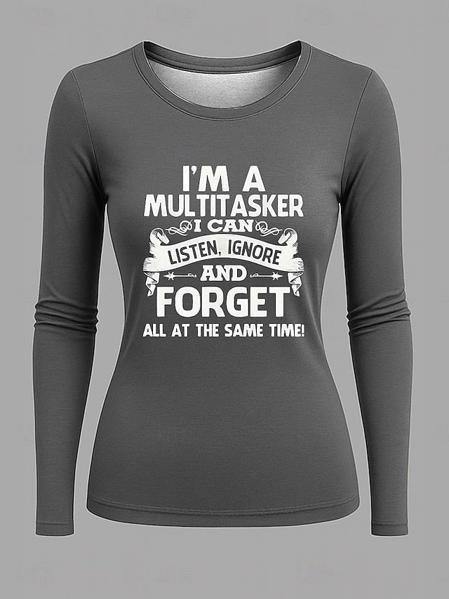 Women's T Shirt Print Graphic Letter Vintage Fashion