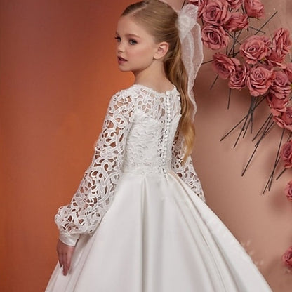 First Dress Communion Solid Girl Flower Girls' Kids