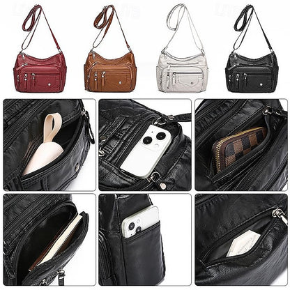 Faux Multiple Quilted with Women's Crossbody Bag Leather