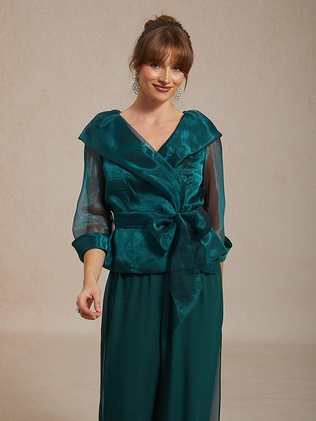 Women's Dressy Tops Ruched Illusion Solid Color Elegant 3/4