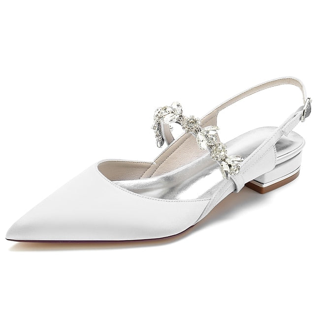 Heel Wedding Flat Bridal Crystal Shoes Women's