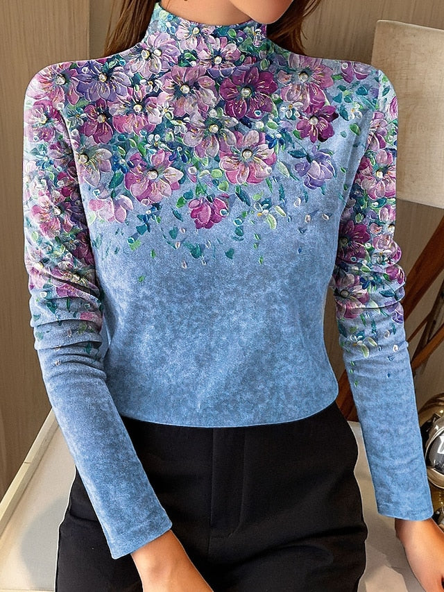 Women's Tunic Tee Print Floral Graphic Elegant Vintage