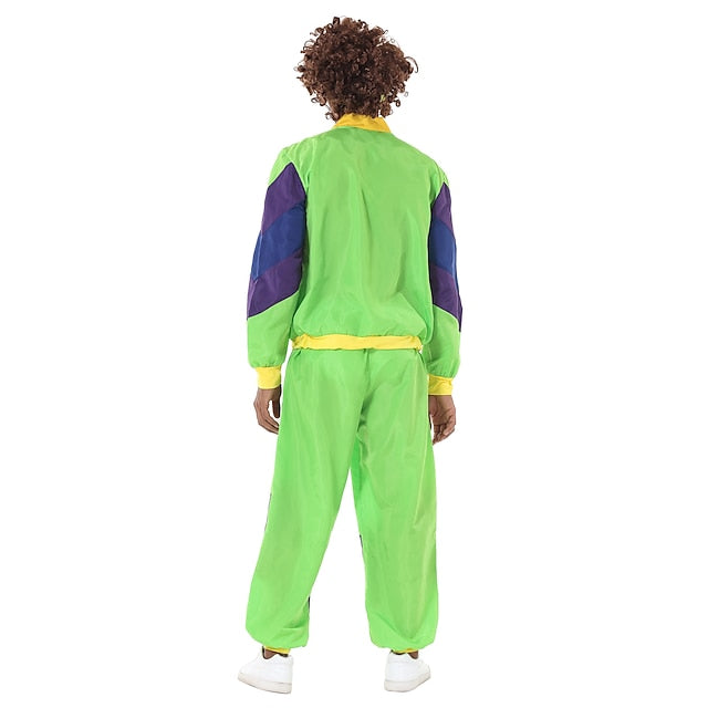 Retro Vintage 1980s Workout Outfits Cosplay Patchwork Fancy