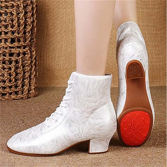 White Elegant Latin Dance Women's Comfortable Shoes with