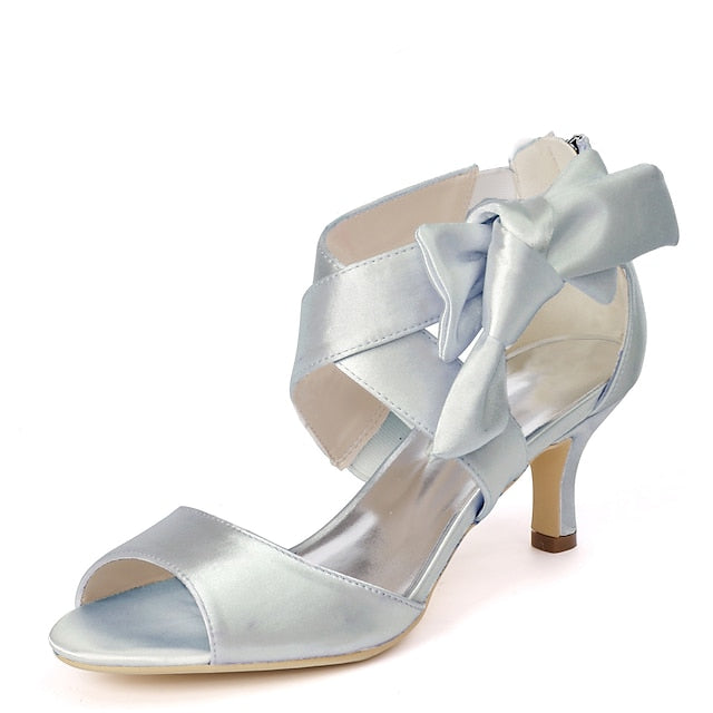 Kitten Bridal Shoes Women's Heel Wedding Open Bowknot