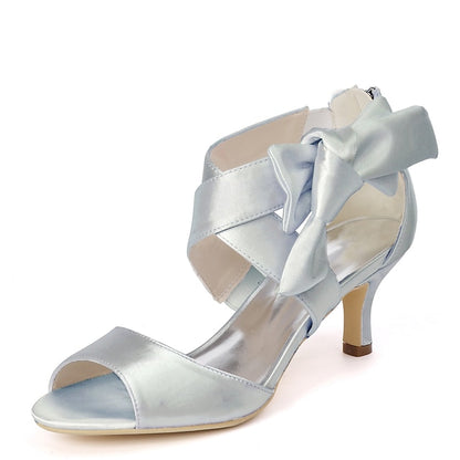Kitten Bridal Shoes Women's Heel Wedding Open Bowknot