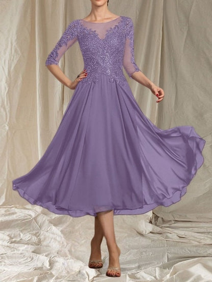 Wedding of Dress Bride the Elegant Neck Mother A-Line Crew Guest