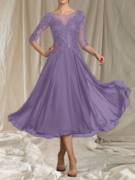 Wedding of Dress Bride the Elegant Neck Mother A-Line Crew Guest