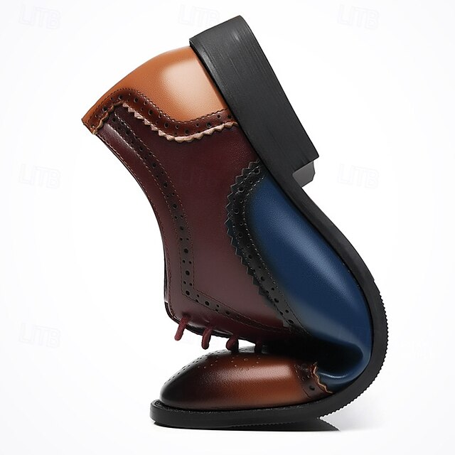 Men's Two-Tone Brogue Black – and Faux Brown Shoes