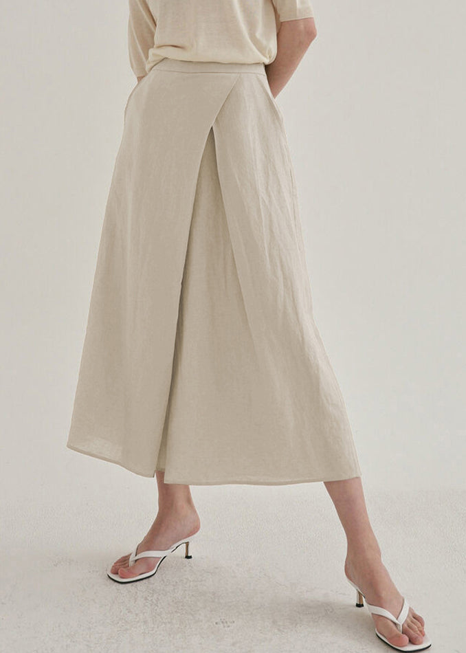 Leg Pants Linen Waist High Spring Wide French