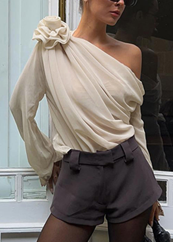 Chiffon One Floral Spring Top Apricot Brief Shoulder