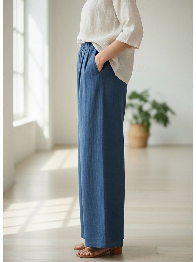 70% Linen Women's Linen Pants Culottes Wide Leg Wide Leg