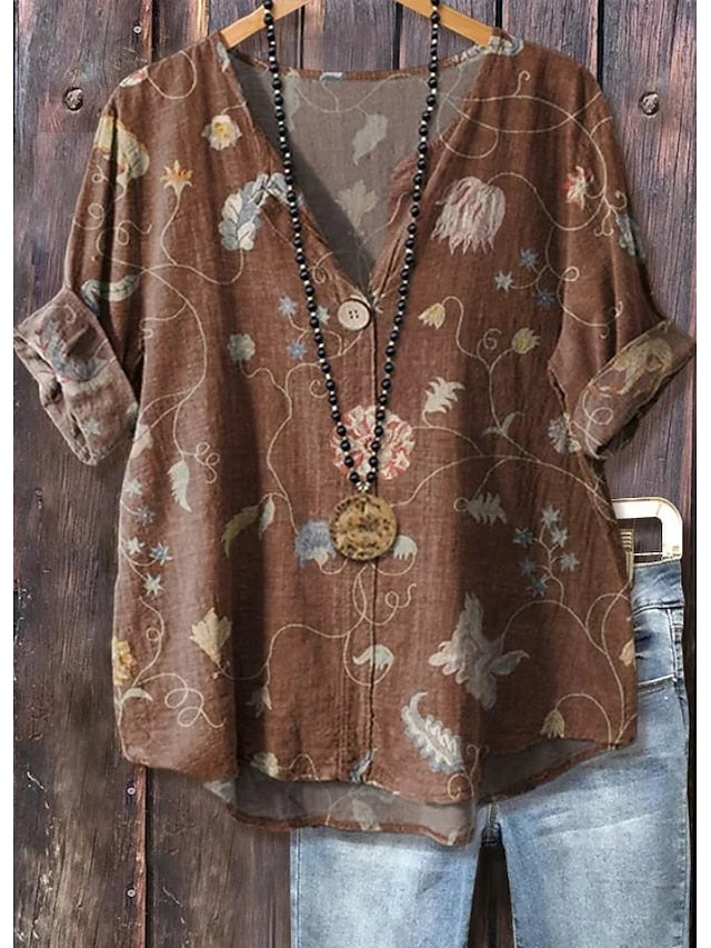 Women's Blouse Linen Like Breathable Lightweight Elegant
