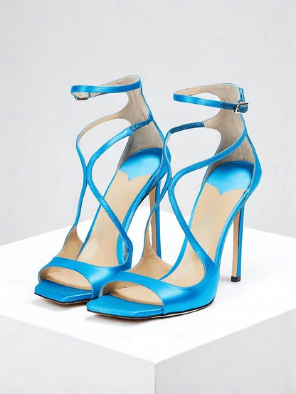 Crisscross Elegant Heels Satin Women's - Lavender Stiletto