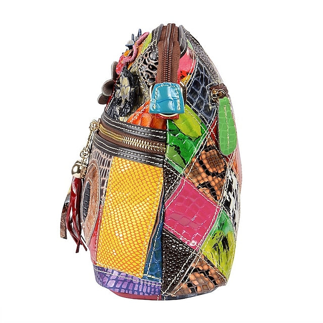Shoulder Bohemian - Women's Bag Patchwork Leather Colorful
