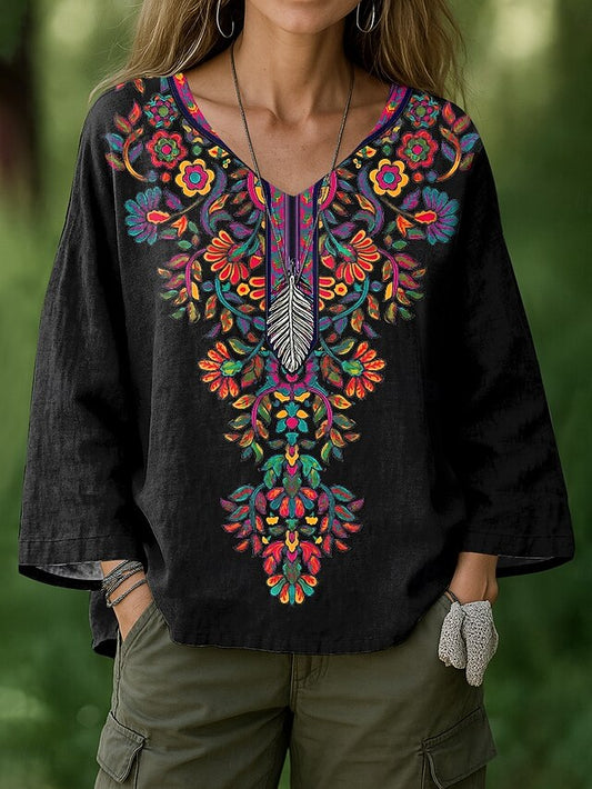 Women's Blouse Ruched Print Floral Graphic Geometric