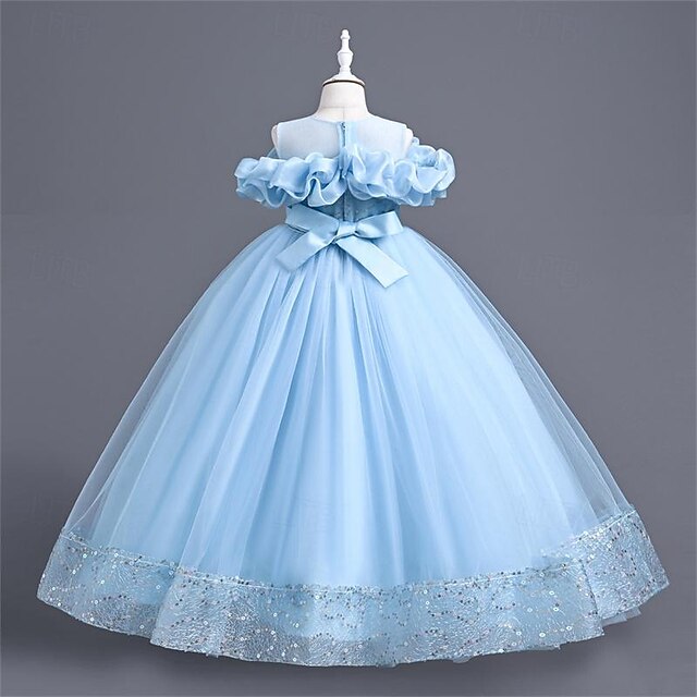 Girl Party Solid Dress Color Flower Girls' 3D