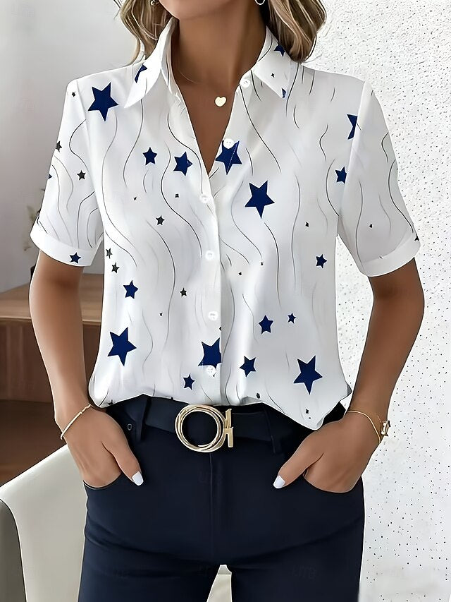 Women's Shirt Graphic Star Striped Vintage Tropical Stylish