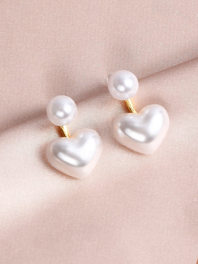 Romantic – Elegant Pearl Heart-Shaped Drop Minimalist Earrings