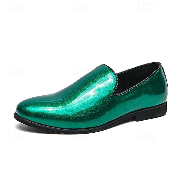 Shiny Loafers – Slip-On Metallic Men's Fashionable Gold