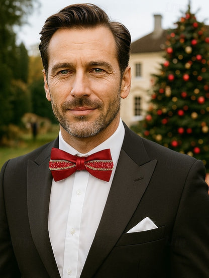 Men's Red Bow Christmas Tie –