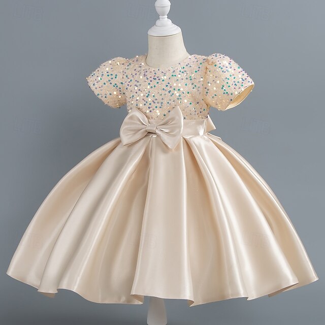 Sequin Short Girls' Toddler Wedding Sleeve Party Dress