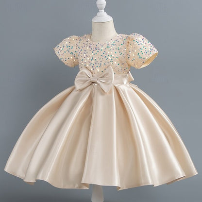 Sequin Short Girls' Toddler Wedding Sleeve Party Dress