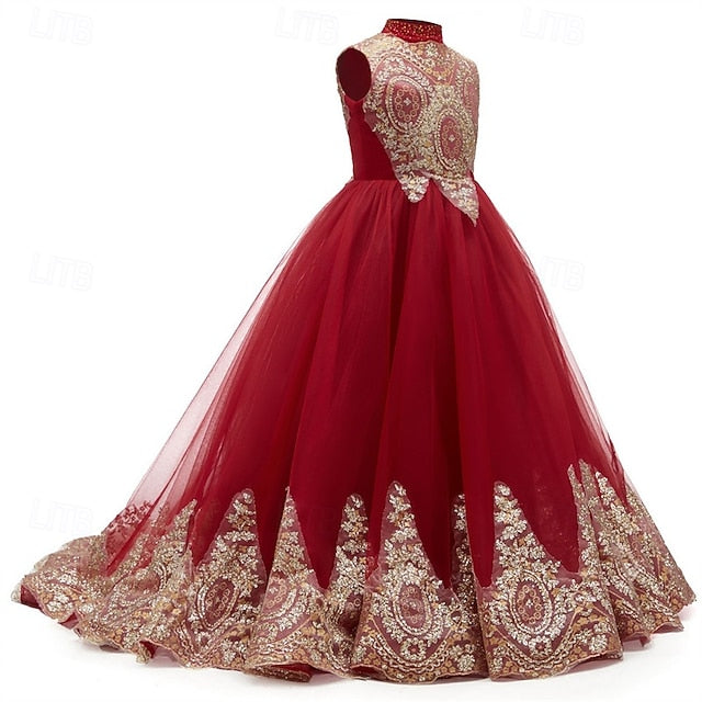 Dress Gown Kid's Formal Girl Flower Evening Girls'