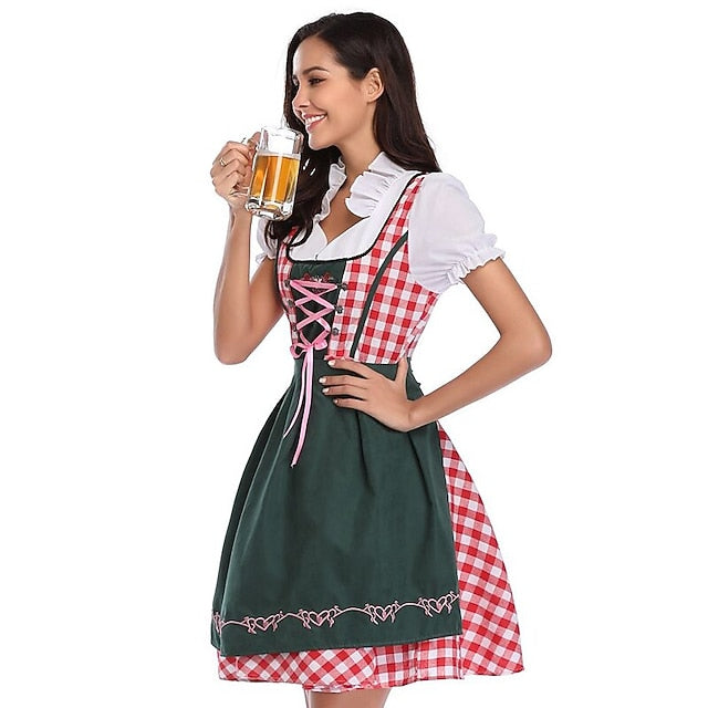Couples Oktoberfest Beer Costume Blouse Shirt Dirndl Dress