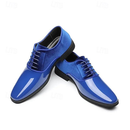 with Blue and Finish Glossy Velvet White Shoes Men's
