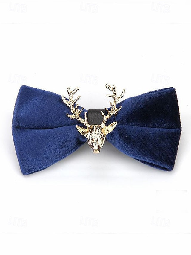 Velvet Deer Pin with Men's Bow Gold Head Tie