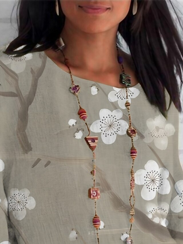 Women's Shirt Print Floral Daily Casual 3/4 Length Sleeve