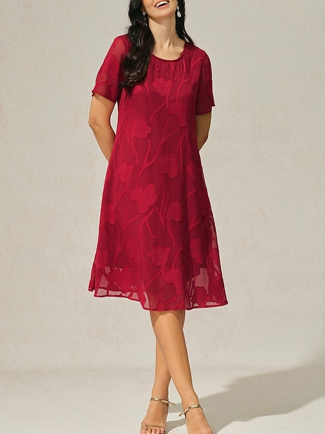 Women's Knee Length Dress Chiffon Dress Elegant Casual