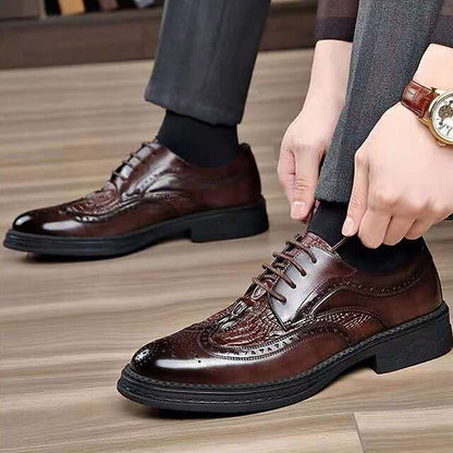 Brown Leather Shoes Oxford Men's Crocodile - Brogue