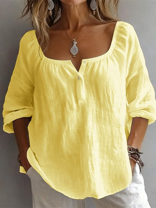 Women's T Shirt Patchwork Plain Elegant Fashion Casual Long