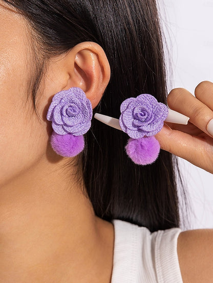 - Women's Drop Oversized Statement Flower Floral Earrings