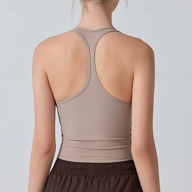 Women's Solid Colored Tank Top Sport Top Build-in Bra UV