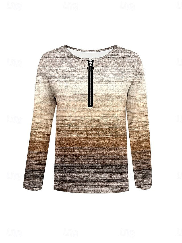 Women's T Shirt Zipper Print Ombre Graphic Gradient Elegant