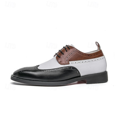 Wingtip Men's in Oxford Shoes Tri-Color Brogue Black