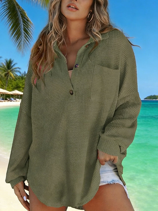 Women's Shirt Popover Shirt Summer Shirt Casual Shirt Plain